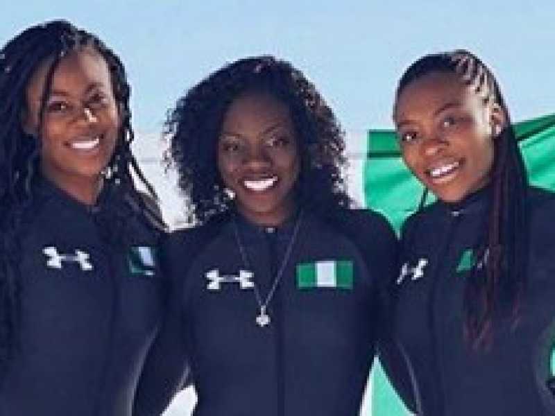 La squadra nigeriana di bob al debutto ai Giochi olimpici invernali di PyeongChang (foto LaPresse)
