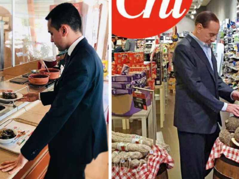 Luigi di Maio e Silvio Berlusconi a confronto (foto Instagram/Chi)