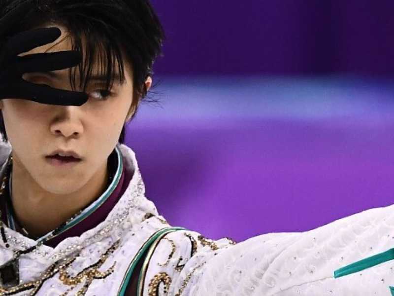 Yuzuru Hanyu durante la gara di pattinaggio artistico alle Olimpiadi di Pyeongchang (foto LaPresse)
