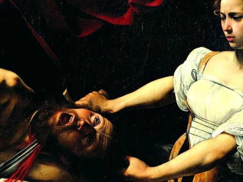 Caravaggio, Giuditta che taglia la testa a Oloferne, 1602 ca. Olio su tela, 145 &times; 195 cm. Roma, Palazzo Barberini, Galleria nazionale d'arte antica