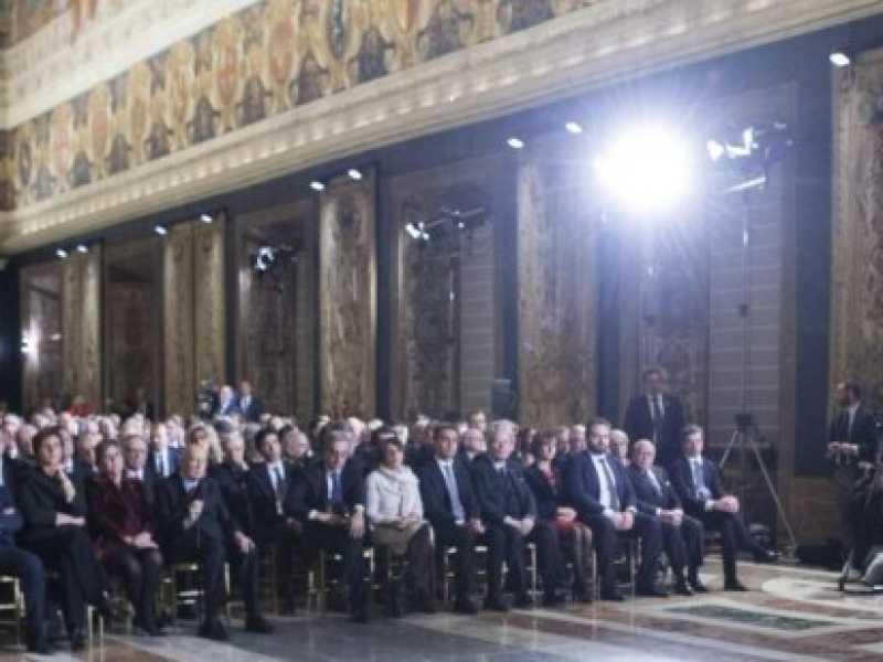 Il Presidente della Repubblica Sergio Mattarella in occasione della cerimonia per lo scambio degli auguri di fine anno (LaPresse)