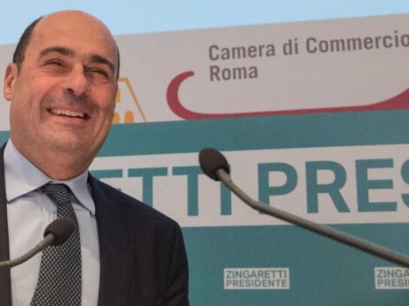 Nicola Zingaretti in conferenza stampa. Foto LaPresse