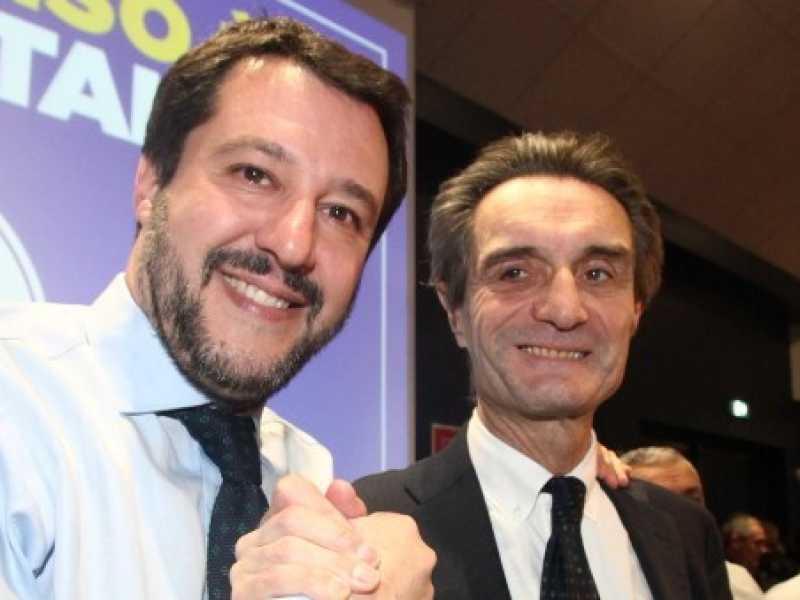 Matteo Salvini con Attilio Fontana (foto LaPresse)