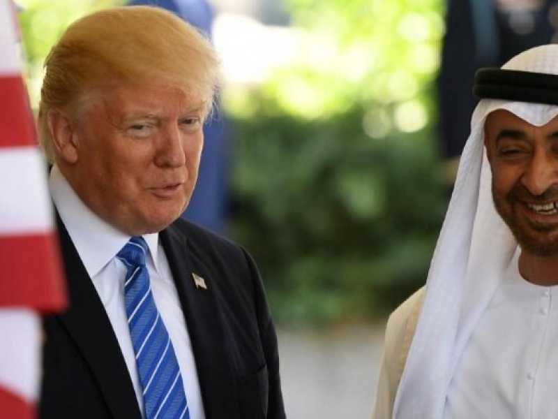 Donald Trump accoglie il principe di Abu Dhabi a Washington (foto LaPresse)