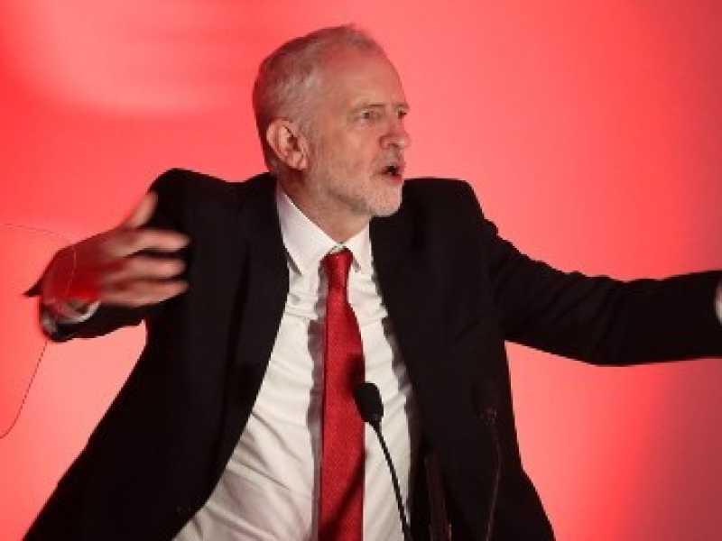 Il leader del Partito laburista inglese Jeremy Corbyn alla Newcastle University (foto LaPresse)
