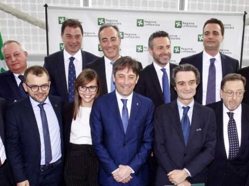 La presentazione da parte del neo Presidente Attilio Fontana della nuova Giunta regionale (foto LaPresse)