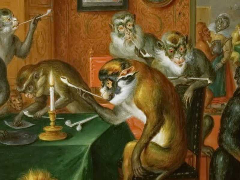 Abraham Teniers "Sala da tabacco" dipinto a oli, metà XVII secolo