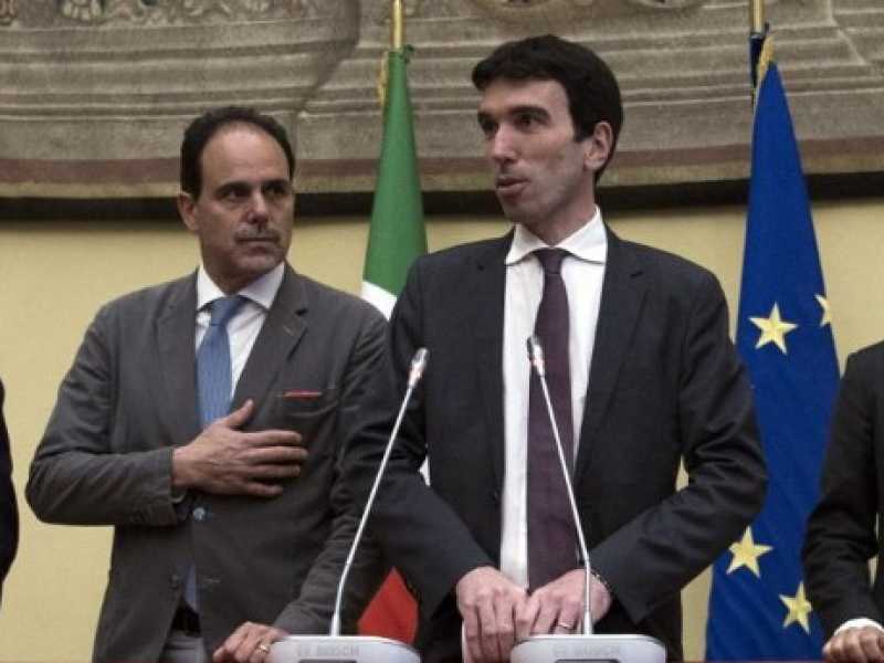 Graziano Delrio, Andrea Marcucci, Maurizio Martina, Matteo Orfini (foto LaPresse)