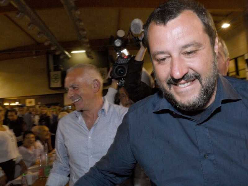 Matteo Salvini alla festa della Lega di Grumello (LaPresse)
