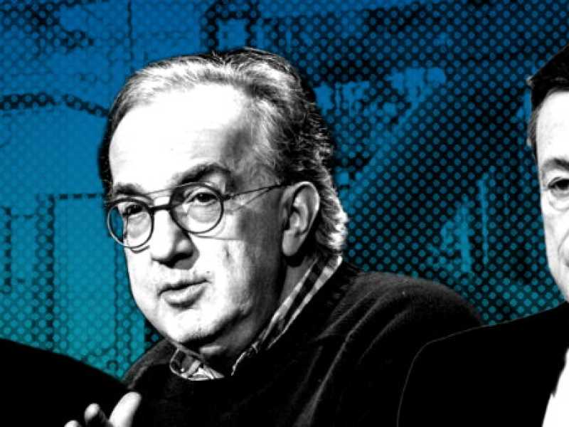 Vittorio Colao, Sergio Marchionne e Mario Draghi (foto LaPresse)
