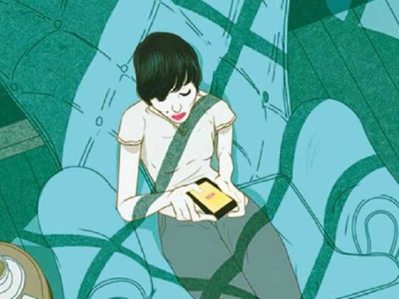 Illustrazione “Death on Facebook” di Marcos Chin