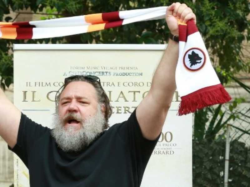 Russell Crowe a Roma. Foto LaPresse
