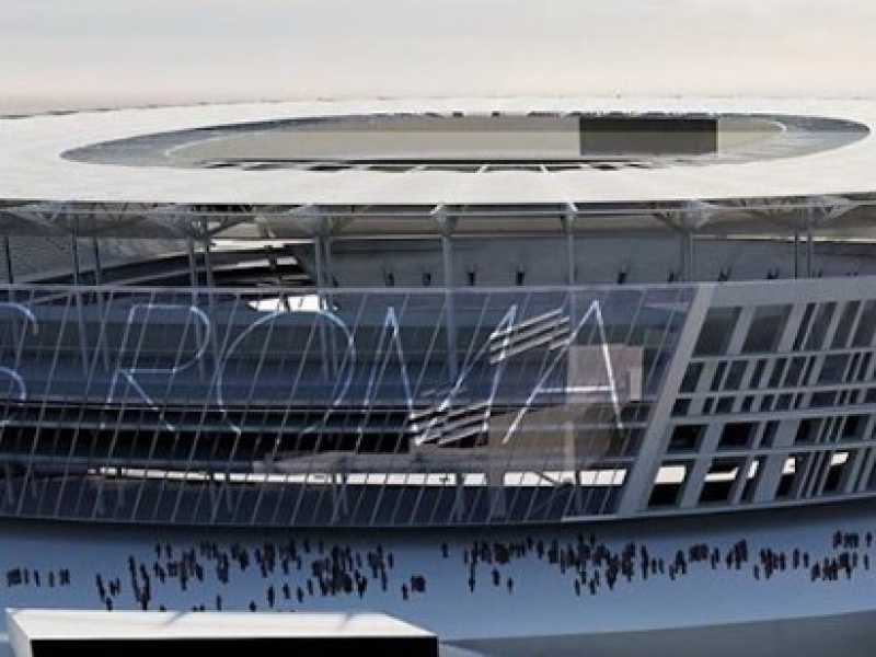 Il plastico del progetto del nuovo stadio della Roma (foto LaPresse)