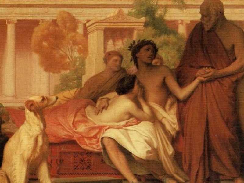 Socrate e Alcibiade in casa di Aspasia. Dipinto di Jean-L&eacute;on G&eacute;r&ocirc;me (1861)