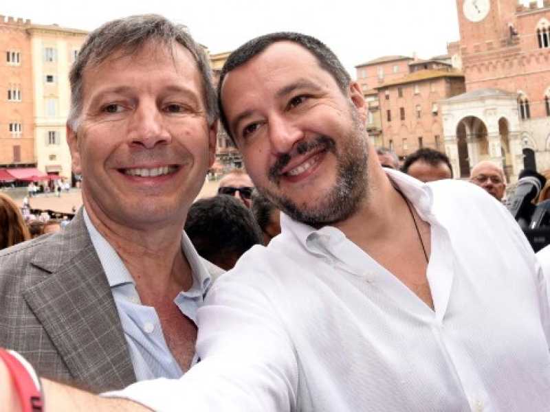 Matteo Salvini a Siena (foto LaPresse)