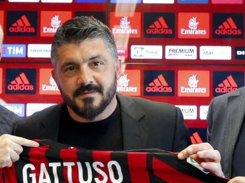 Da sinistra Marco Fassone , Gennaro Gattuso , Massimiliano Mirabelli (foto LaPresse)