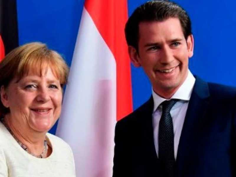 Angela Merkel e Sebastian Kurz (foto LaPresse)