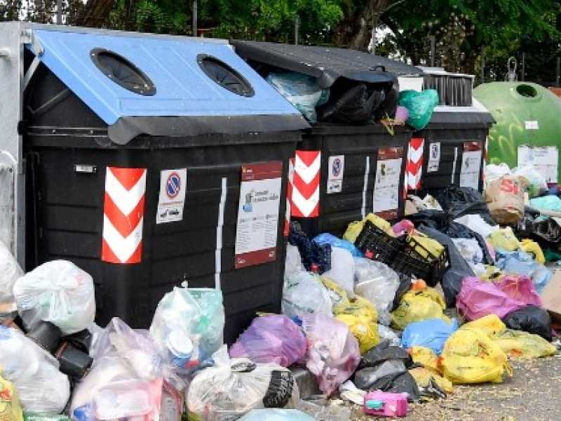 Rifiuti abbandonati a Via dell'Archeologia (Foto LaPresse)