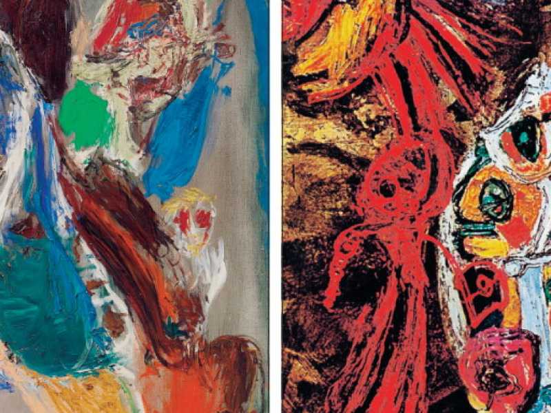 Una tela del danese Asger Jorn (1914-1973) e una dell&rsquo;italiano Pinot Gallizio (1902-1964), due dei fondatori dell&rsquo;Internazionale situazionista