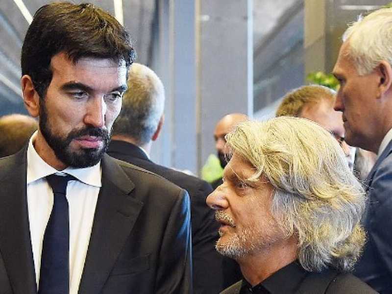Maurizio Martina e Massimo Ferrero ai funerali delle vittime di Genova. Foto LaPresse