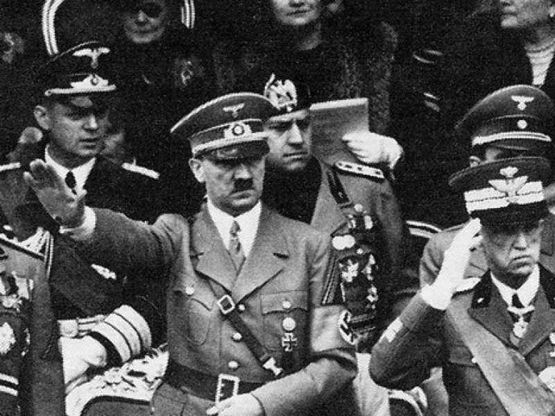 Benito Mussolini, Adolf Hitler e Vittorio Emanuele II a Roma il 6 maggio 1938 (Foto LaPresse)