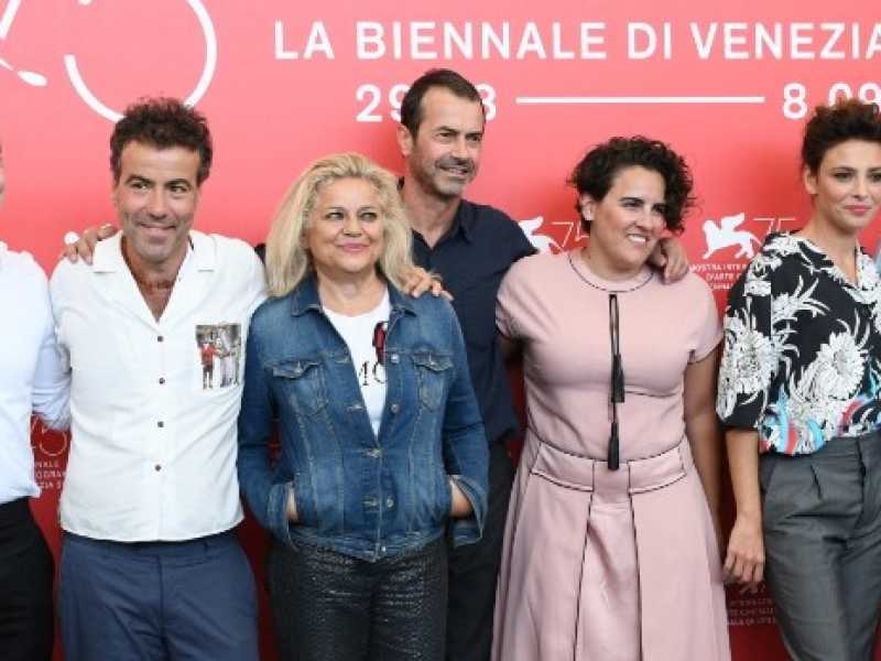 Il cast del film "Sulla mia pelle" alla mostra del cinema di Venezia (Foto LaPresse)