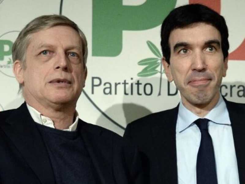 Gianni Cuperlo con Maurizio Martina (foto LaPresse)