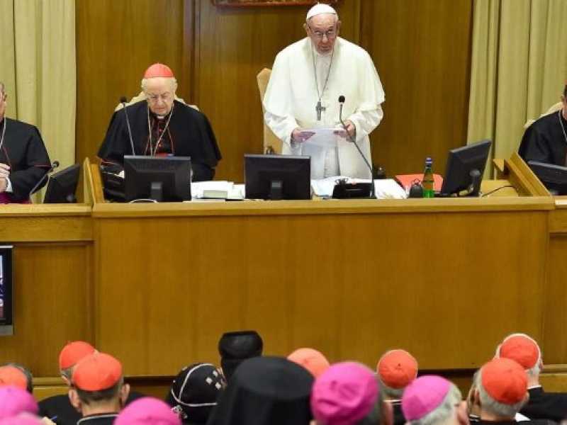 Papa Francesco al Sinodo (foto LaPresse)