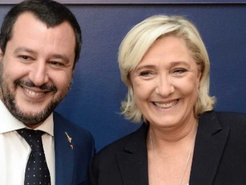 Sede UGL. Incontro tra Matteo Salvini e Marine Le Pen (foto LaPresse)