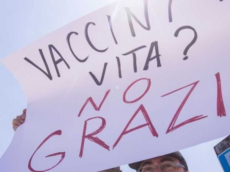 Un manifestante no vax (foto Imagoeconomica)