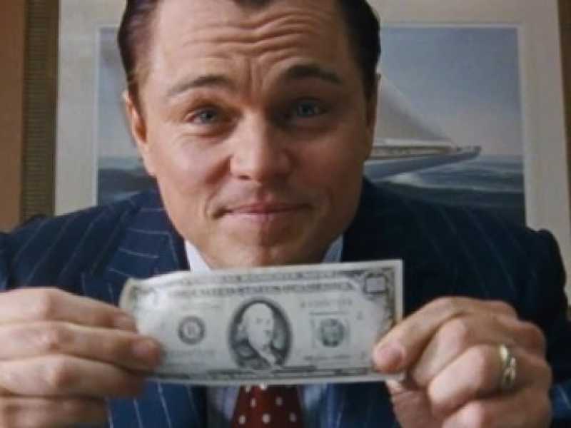 Leonardo DiCaprio in The Wolf of Wall Street, un film di Martin Scorsese del 2013