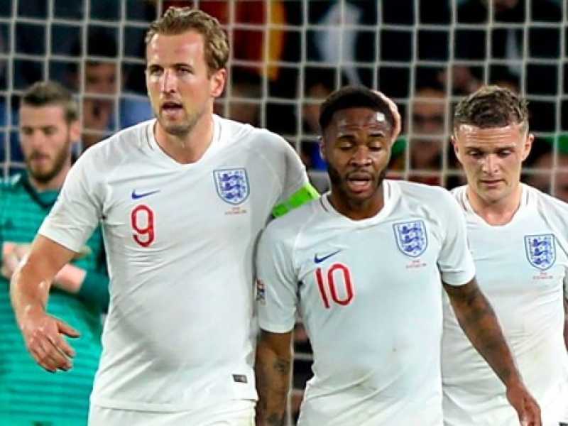 Harry Kane, Raheem Sterling e Jamie Vardy dopo il 3-2 alla Spagna (Foto LaPresse)