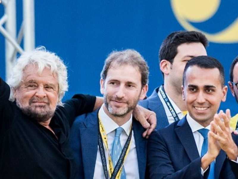 Beppe Grillo, Davide Casaleggio e Luigi Di Maio (foto LaPresse)