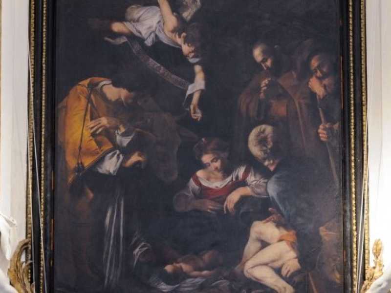 Nell&rsquo;Oratorio di San Lorenzo a Palermo, l&agrave; dove c&rsquo;era la &ldquo;Nativit&agrave;&rdquo; di Caravaggio, dal dicembre 2015 &egrave; esposta una replica realizzata dallo studio tecnologico Factum Arte di Madrid (foto LaPresse)