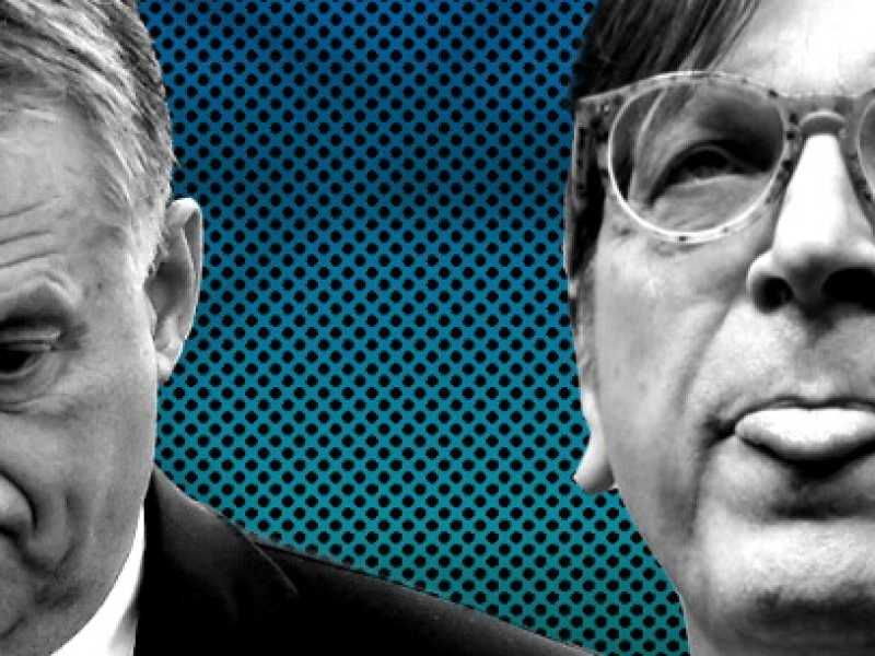 Viktor Orbán e Guy Verhofstadt (foto LaPresse)