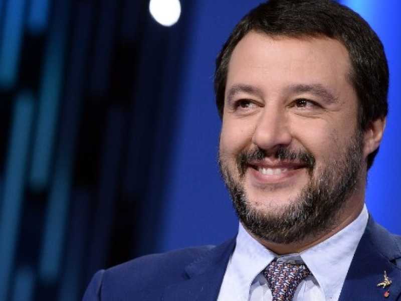 Il vicepremier Matteo Salvini a Otto e Mezzo (Foto Imagoeconomica)