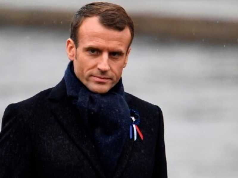 Il presidente francese Emmanuel Macron al centenario della prima guerra mondiale (Foto LaPresse)