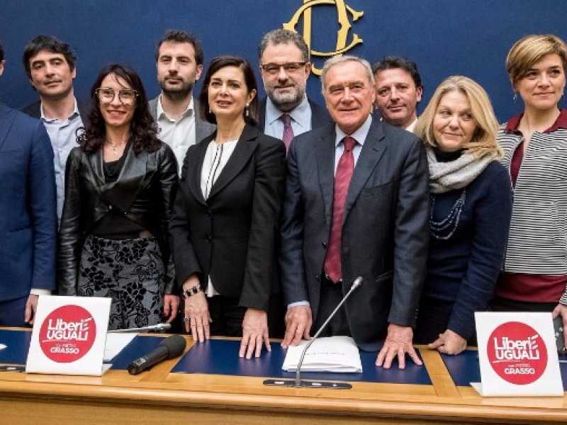 La conferenza stampa dei parlamentari di LeU subito dopo le elezioni de 4 marzo. Foto LaPresse