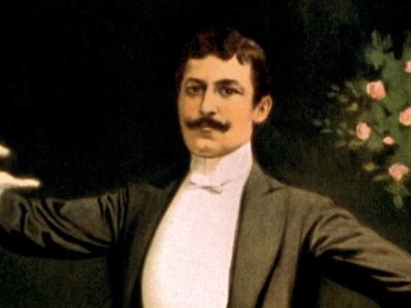 Zan Zig si esibisce con coniglio e rose. Manifesto pubblicitario del 1899 (Library of Congress)