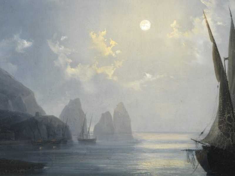 Salvatore Fergola, &ldquo;Notturno a Capri&rdquo;, 1843 circa (Napoli, Museo e Real Bosco di Capodimonte, ora alla mostra &ldquo;Romanticismo&rdquo; alle Gallerie d&rsquo;Italia, a Milano)
