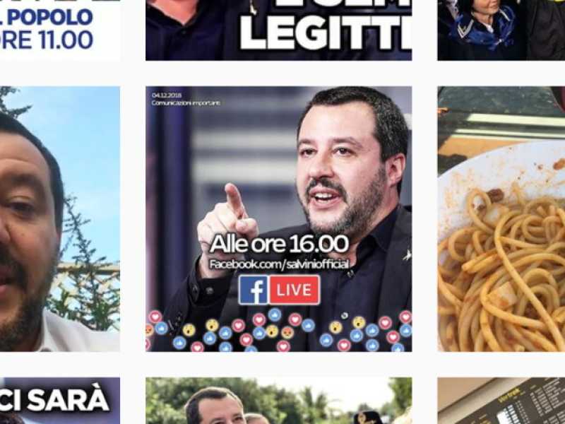 Una schermata della pagina Instagram di Salvini