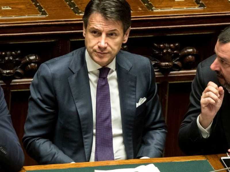 Luigi Di Maio, Giuseppe Conte e Matteo Salvini (foto LaPresse)