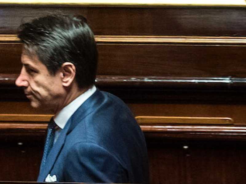 Il premier Giuseppe Conte al Senato (Foto LaPresse)