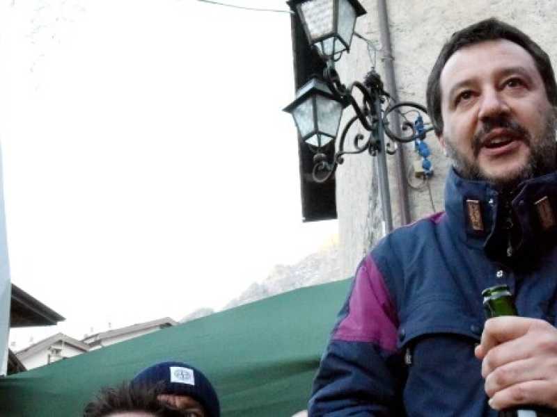 Il vicepremier Matteo Salvini in un discorso a Bormio (Foto LaPresse)