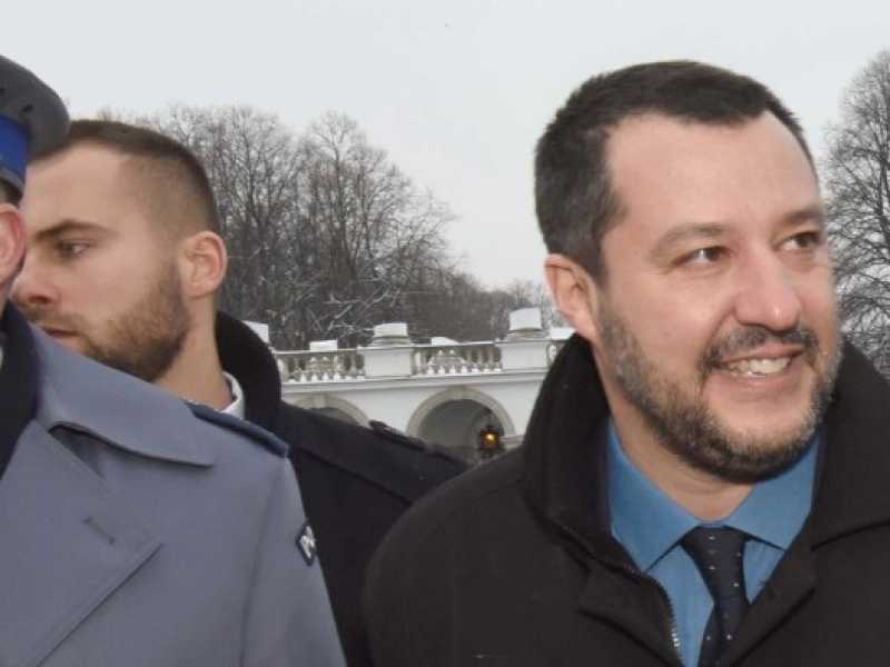 Matteo Salvini durante la sua visita in Polonia (foto LaPresse)
