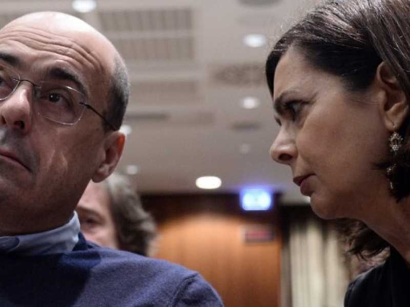 Nicola Zingaretti e Laura Boldrini (foto LaPresse)