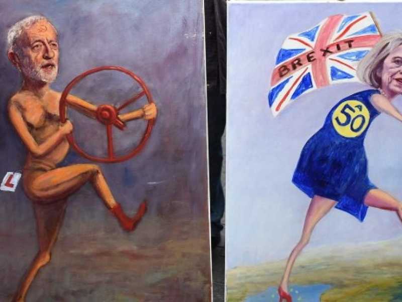 Un ritratto di Jeremy Corbyn e Theresa May (Foto LaPresse)