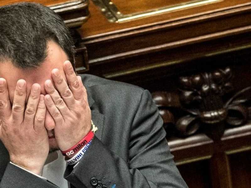 Matteo Salvini in Aula (foto LaPresse)