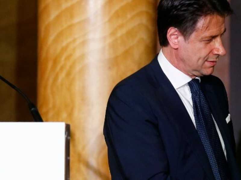Giuseppe Conte con Paolo Scudieri all'assemblea dell'Anfia a dicembre. Foto LaPresse