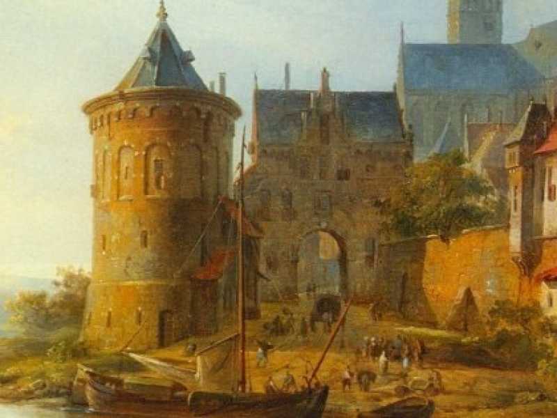 Cornelius Springer, "Veduta di una città lungo il Reno", 1841 (collezione privata)